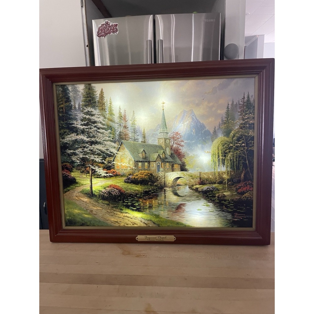 Thomas Kinkade Dogwood Chapel 20x16 Framed Lighted Canvas 2013 Limited Ed A2507